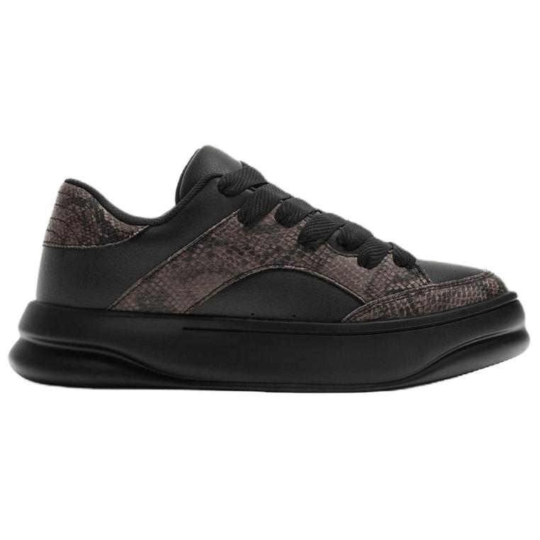 Zara Pu Fashion Lace-Up Low-Top Casual Shoes Men Sneakers Black 2211620800
