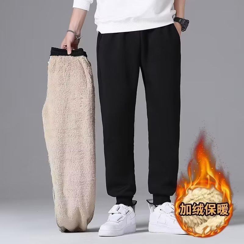 Lamb Fleece Pants for Men In Autumn Winter Men's Fleece Leggings Sweatpants Casual Sweatpants Thickened