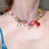 Acrylic rice bead square bow apple star pendant necklace niche fashion light luxury versatile exquisite necklace