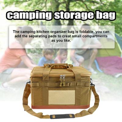 30L Large Capacity Zippered Camping Bag Shock-Resistant Stove & Cookware Storage Bag Camping Accessories Storage Organizer