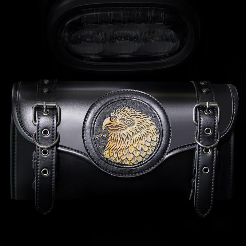 Retro Motorcycle Handlebar Storage Bag With Multiple Pockets Waterproof PU Leather For Tools And Accessories