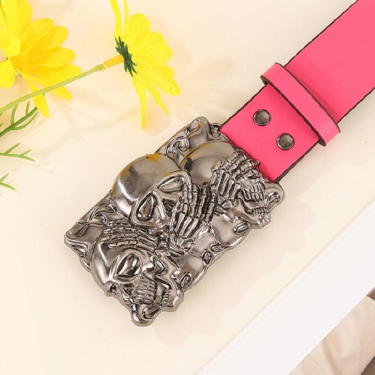 Versatiles Leather Belt Hipsters Fashion Waistband Men Skull Buckle Waist Belt for Trendy Outfits