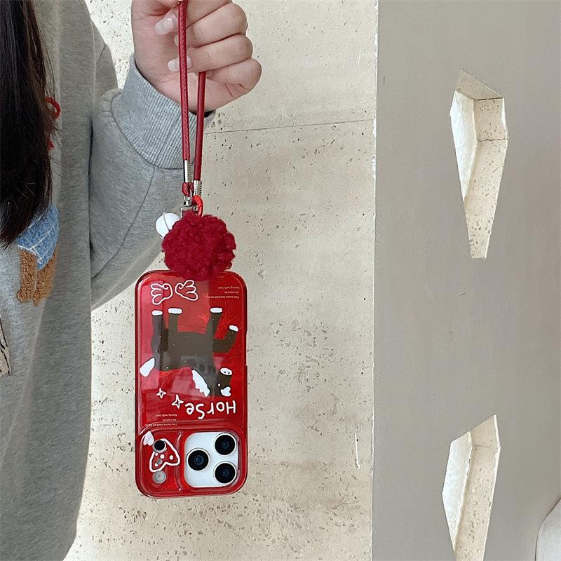 Graffiti Love Heart Horse Lanyard for iPhone 17/16 Pro Max/15/14 Case - Premium Feel