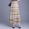 Elegant Spring 2026 Plaid Pleated A-line Skirt with Wide Hem