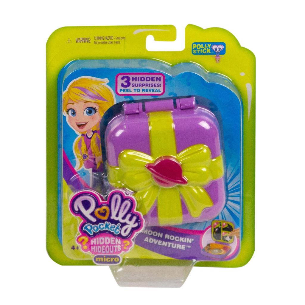 Polly Pocket Hidden Hideout Moonrocking Adventure Compact: 3 Hidden Hideouts, 2 Stashes, 3 Accessories, 1 Mini Shani Doll, Sticker Sheet
