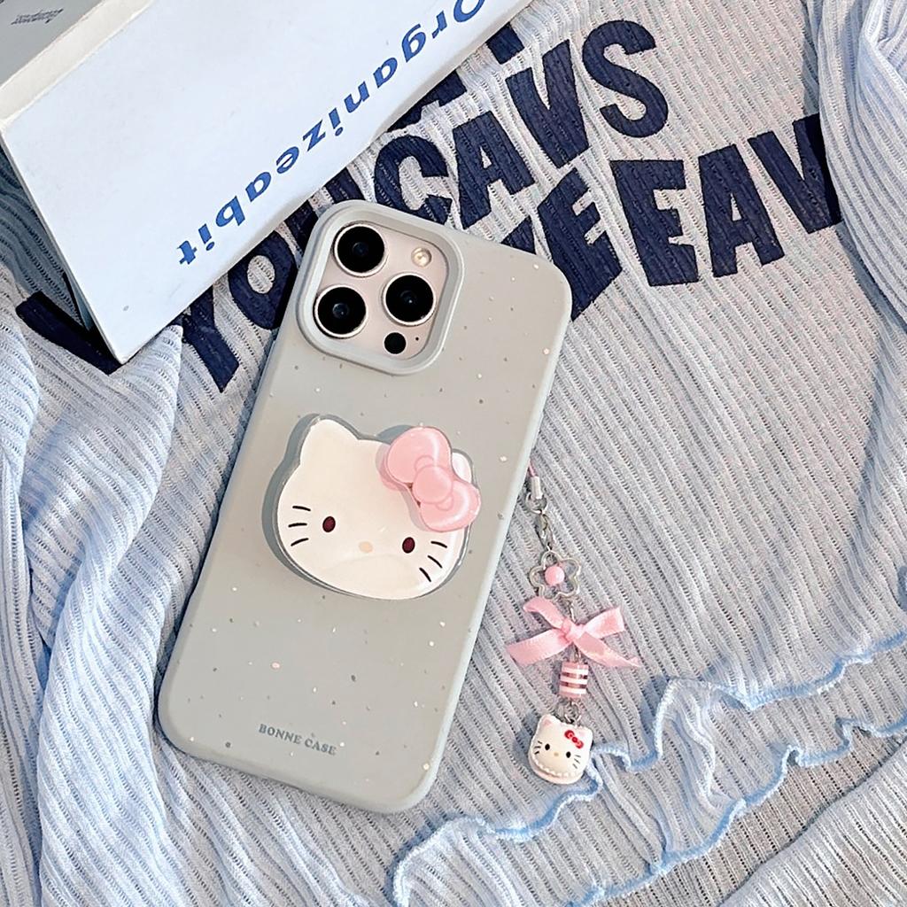 Bow cat rotating bracket for iphone17promax mobile phone case 16 cartoon 13 apple 14 pendant