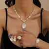 Water Drop Pendant Rhinestone Inlaid Jewelry Set Bracelet Ring Women Jewelry Set  Bridal
