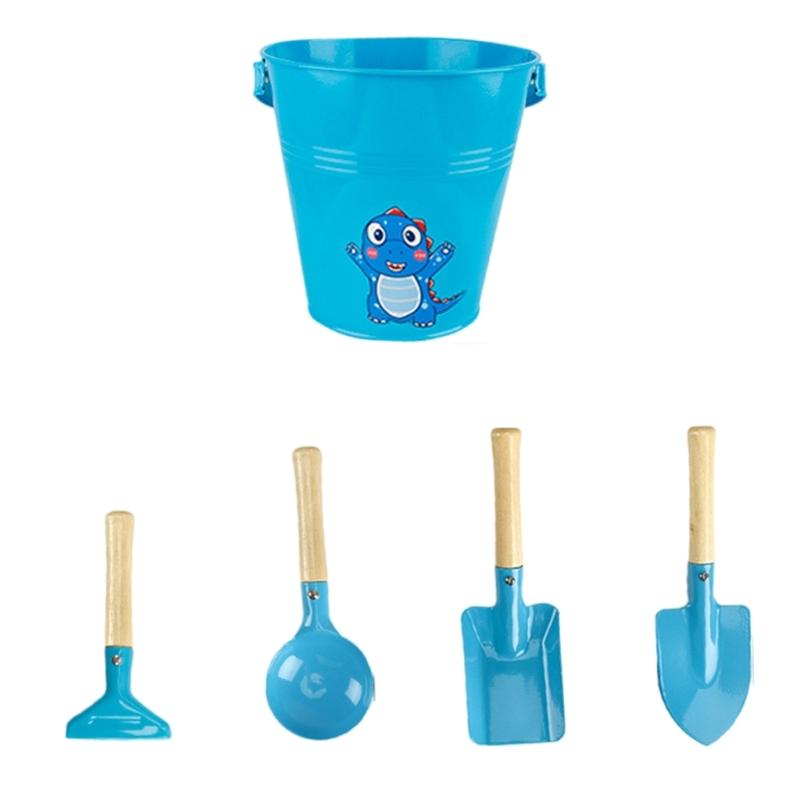 Beach Sand Toy for Toddlers Sand Bucket Playset Sand Shovel Rake Toy Kids Birthday Gift Gardening Planting Sand Toy 5PCS