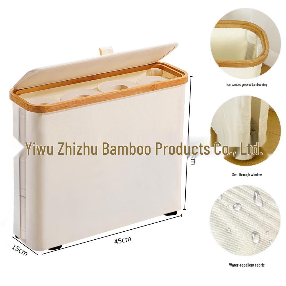 Japanese See-through Toilet Paper Storage Basket with Lid - Dustproof & Non-slip