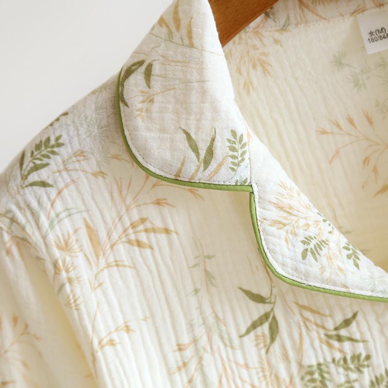 Women's Pure Cotton Long-Sleeve Pajama Set - Sweet Forest Style for Spring and Autumn