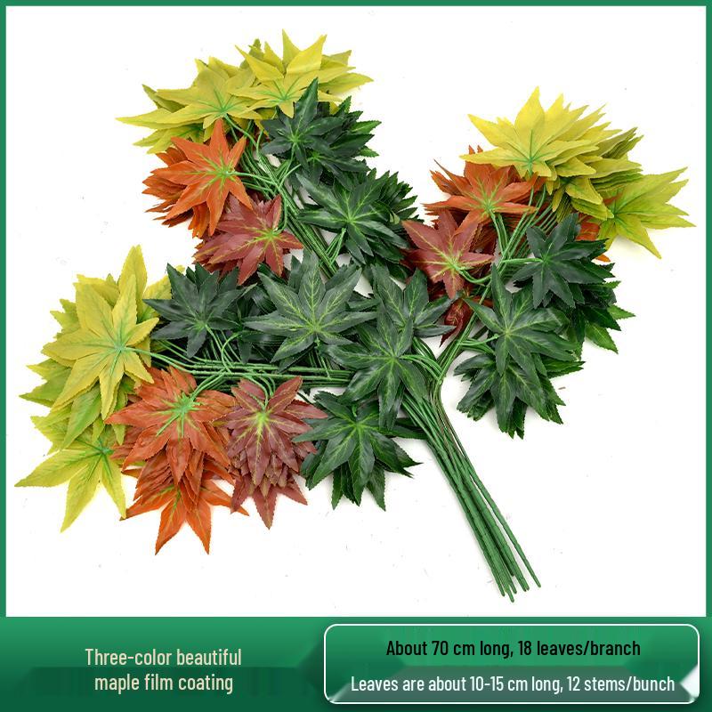 Artificial Red Maple, Ginkgo, Birch, Banyan, Elm Leaves for Landscaping
