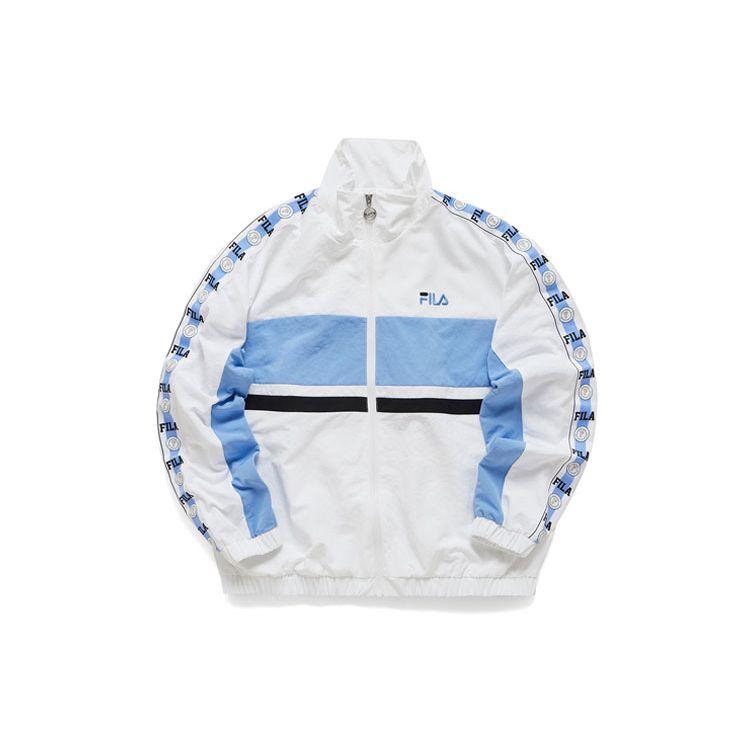 Fila Fusion Color Block Woven Retro Sports Stand Collar Jacket Women jackets White T11W115705F-WT