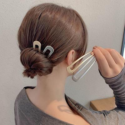 Koreanische minimalistische U-förmige Metall-Haarnadel für elegante Dutt-Frisuren