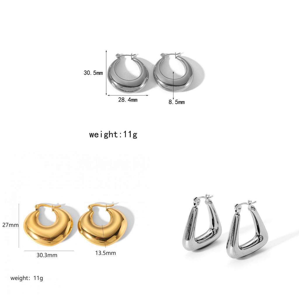Geometric Gold Stainless Steel Earrings For Women Fashion Jewelry Gift For Ladies