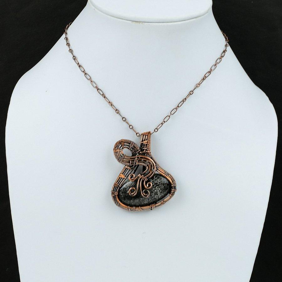 Stingray Coral Handmade Copper Wire Wrap Jewelry Pendant 2.17" A8h74