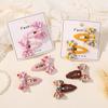 Girl Embroidery Flower Bow Set Fabric Hair Accessories Bangs Clip Cute Fabric Handmade Hairpin 5177