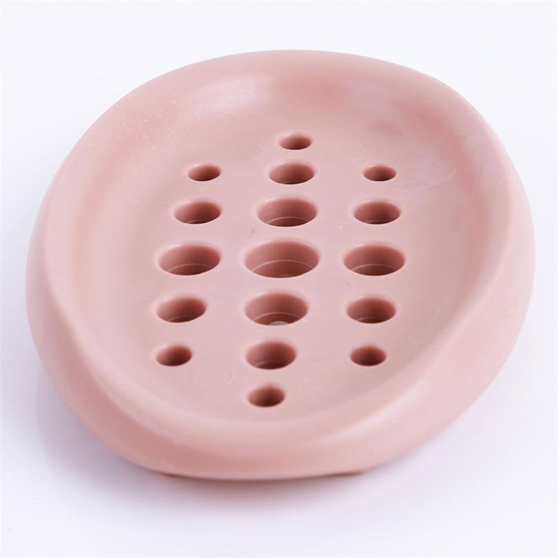 Practical Bathroom Silicone Soap Dish Holder Tray Desktop Drain Soap Box
