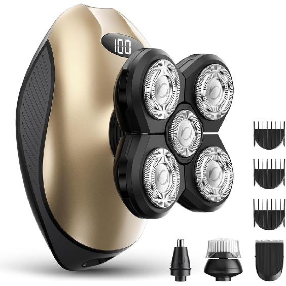 Electric Razor for Men, Head & Body Hair Shaver for Men, Cordless Rechargeable Wet/Dry Bald Head & Groin Waterproof Razor with Rotary