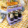 Foldable Drink Carrier 6 Bottles Beer Bottle Carrier with Handle Reusable Beer Collector Drink Container for Picnic BBQ Catering
