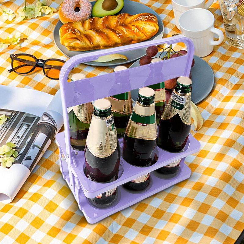 Foldable Drink Carrier 6 Bottles Beer Bottle Carrier with Handle Reusable Beer Collector Drink Container for Picnic BBQ Catering