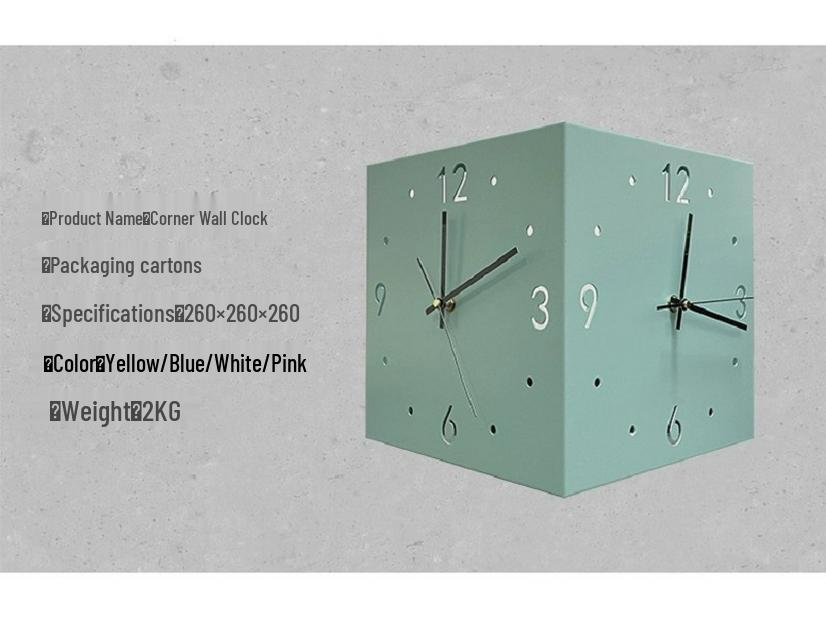 Creative Modern Double-Sided Wall Clock for Living Room – Stylish Corner Design, Minimalist Ins Style