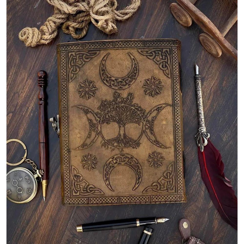 Book Of Shadows Leather Grimoire Leather Journal Magisk bok Celtic journal
