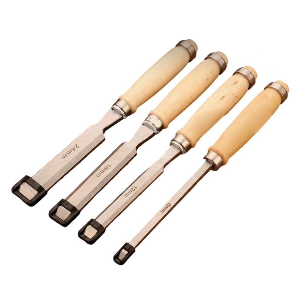 Chisel Set for Woodworking 4 Pcs with Thicker Blades Ready To Use Out of Box for Efficient Carving and Shaping