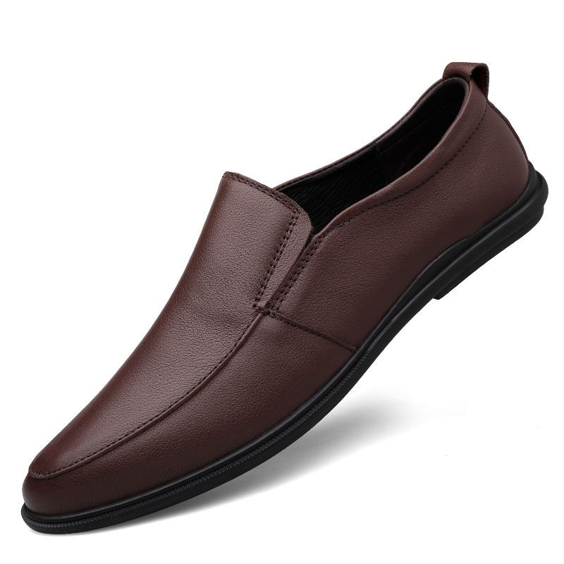 Herresko Casual Ekte Lær Slip-on Komfortable Herre Svarte Flats Herre Kjøresko Stor Størrelse
