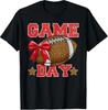 Game Day Football Season Football Mama Girl Red Gold Vibes T-Shirt