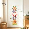 Xmas Cabinet Stickers Watercolor Christmas Stack?Up Characters Wall Stickers, Removable Self?Adhesive Door Holiday Gift for Friends Sticker, Santa