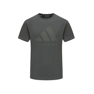 Taekwondo Retro Round Neck Comfortable Breathable Skin-Friendly Big Logo Printed Casual Short Sleeve T-Shirt Men Tops Gray ADICLTS24TK-GFC