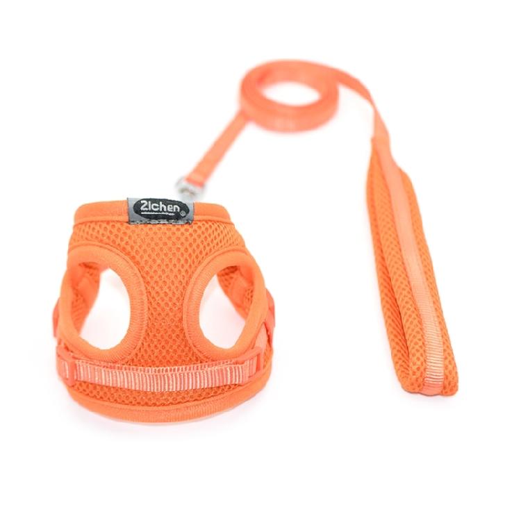 

Breathable Cat Harness Leash Soft Pet Traction Rope Outdoor Walking Dogs Harness Bust 25cm by 37cm помаранчевий