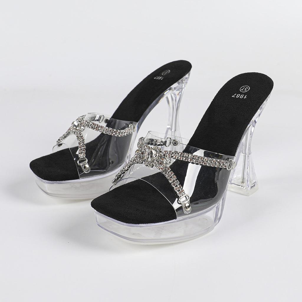 Rhinestone Nightclub High Heels Luminous Thick Heels Car Model Women's Shoes Catwalk Pole Dance Shoes Crystal LFD-1987-Q21