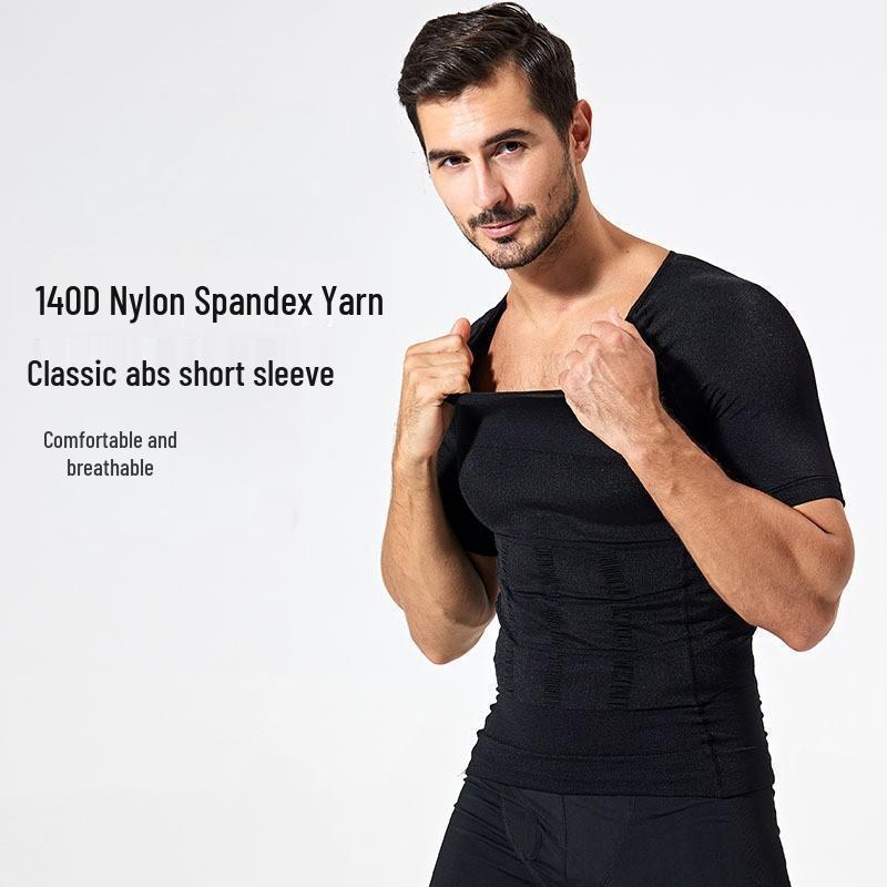 Men s Compression Tummy Control Short-Sleeve Shirt for Slimming and Body Sculpting XL