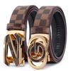 Men's Trendy Leather Belt with Letter Alloy Automatic Buckle - Versatile for Casual and Business Wear