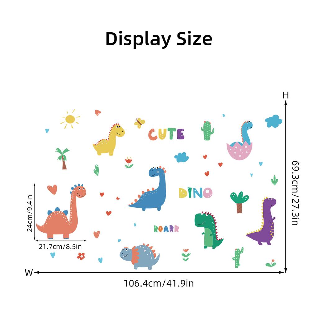 Cartoon Animal Cute Dinosaur Wall Stickers Removable for Kids Room Decoration Background Living Room Baby Nursery Wall Decals