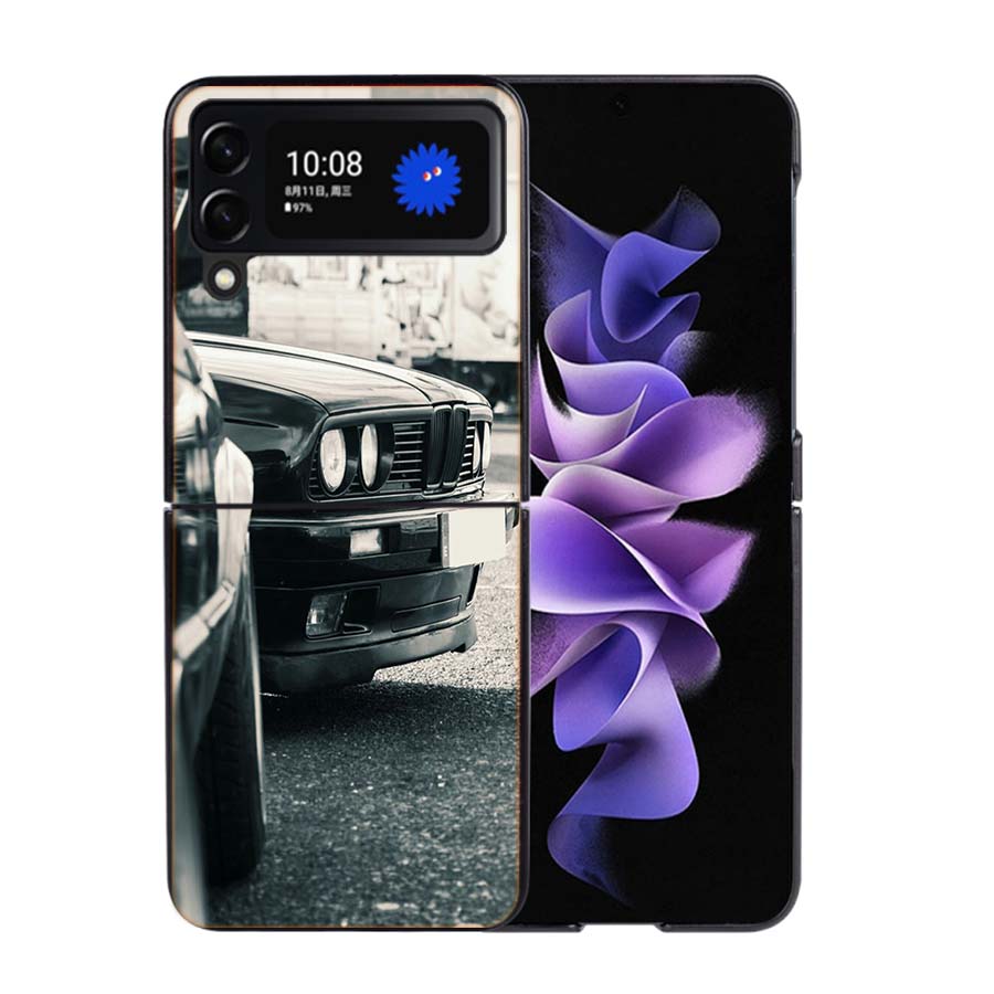 Car for B- Bmwes-S E30 Phone Case For Samsung Z Flip 7 6 5G Galaxy Z Flip4 Z Flip5 Z Flip3 Coque Black Hard PC Shell Protective