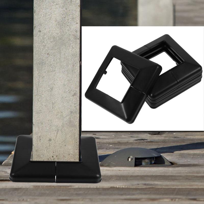 4 Pezzi Copertura Colonna in Plastica Manicotto Palo Base Rivestimento Tubo Quadrato Montanti Ponte PVC Esterno Palo Portico Rivestimento Manicotto Po