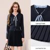 Women's College Style Pleated Skirt & Cable Knit Cardigan Set