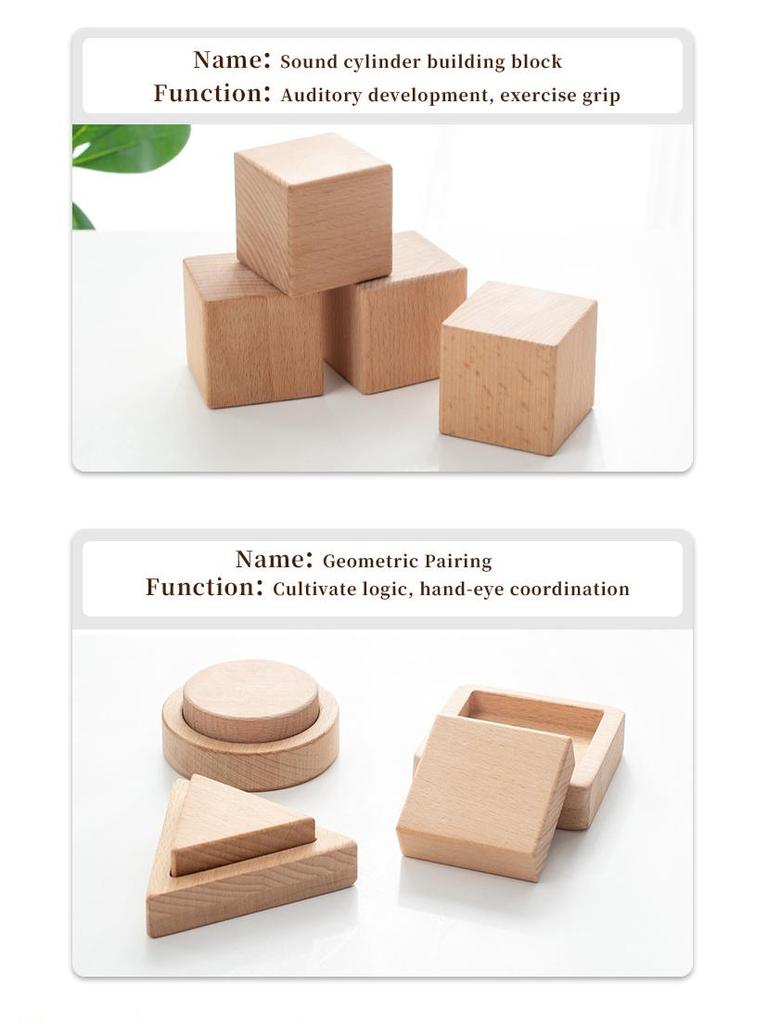 Montessori Early Education Wooden Building Blocks for Children Aged 0-3