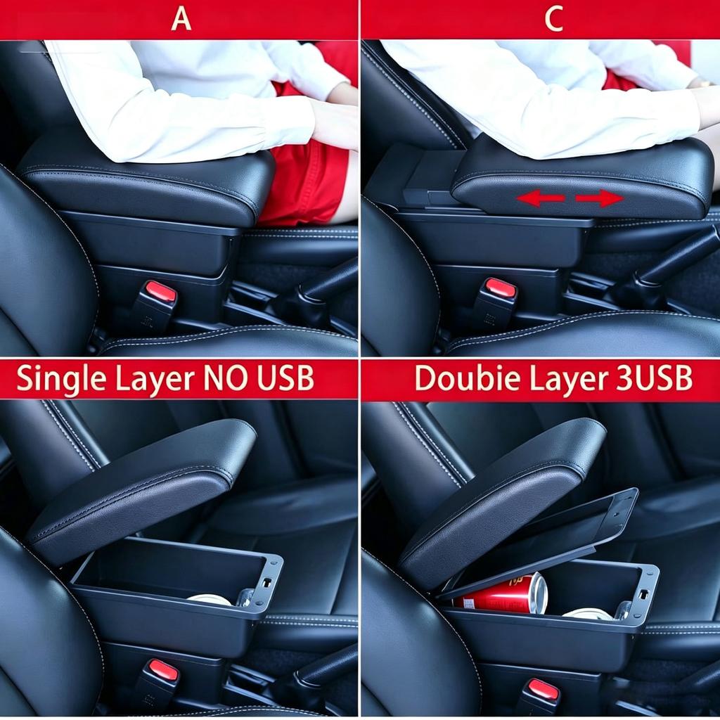For MG3 armrest box For new MG3 car armrest box central storage box Interior modification charging car supplies right driver