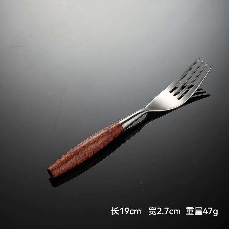 Elegancki zestaw ze stali nierdzewnej 304 z rękojeścią z drewna huanghuali, nóż, widelec i łyżka w stylu zachodnim, 5 głównych części, hotel Shabili