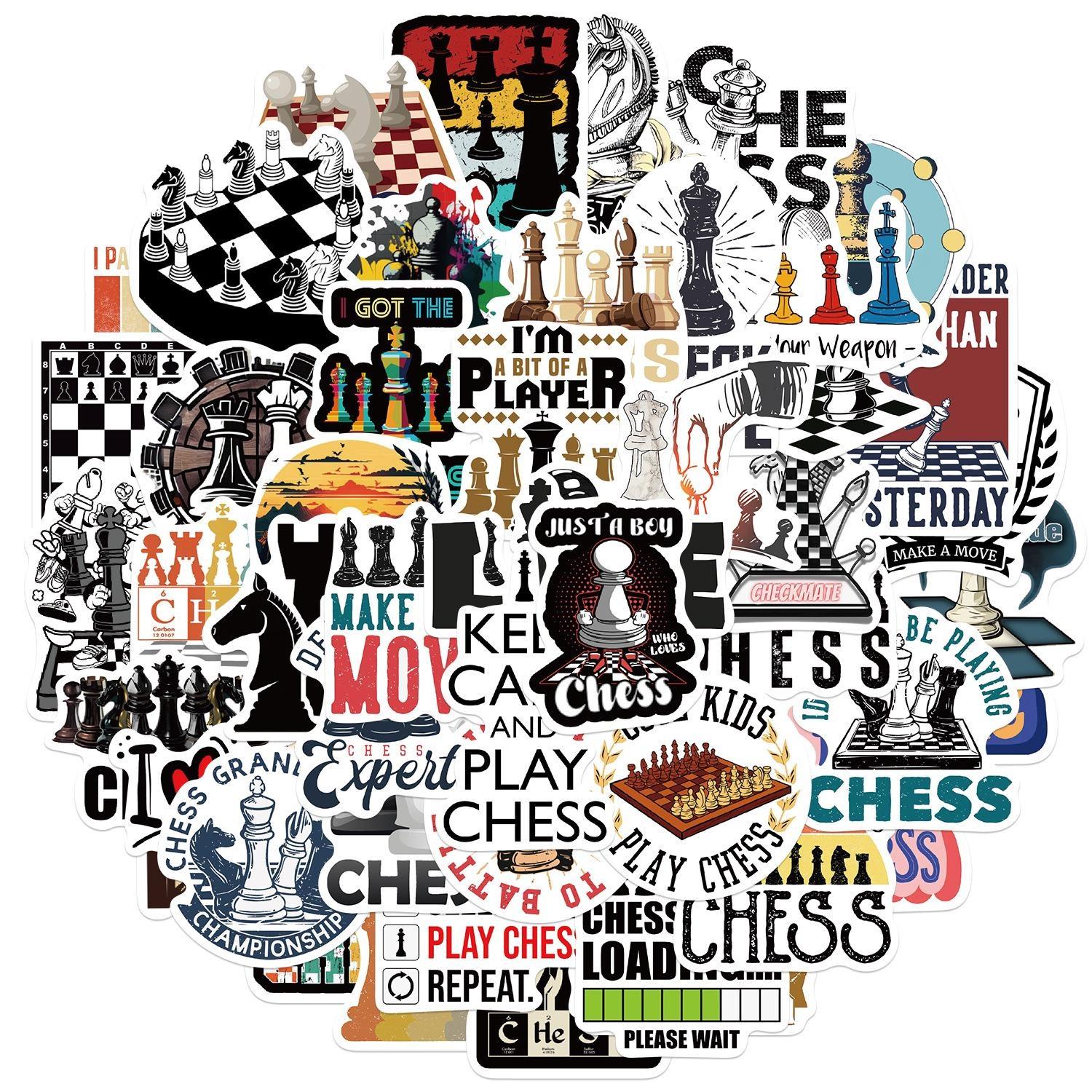 10/50Pcs Cartoon Chessboard Game Stickers Chess Go Graffiti Stickers for DIY Luggage Laptop Skateboard Motorcycle Bicycle Stickers 10PCS