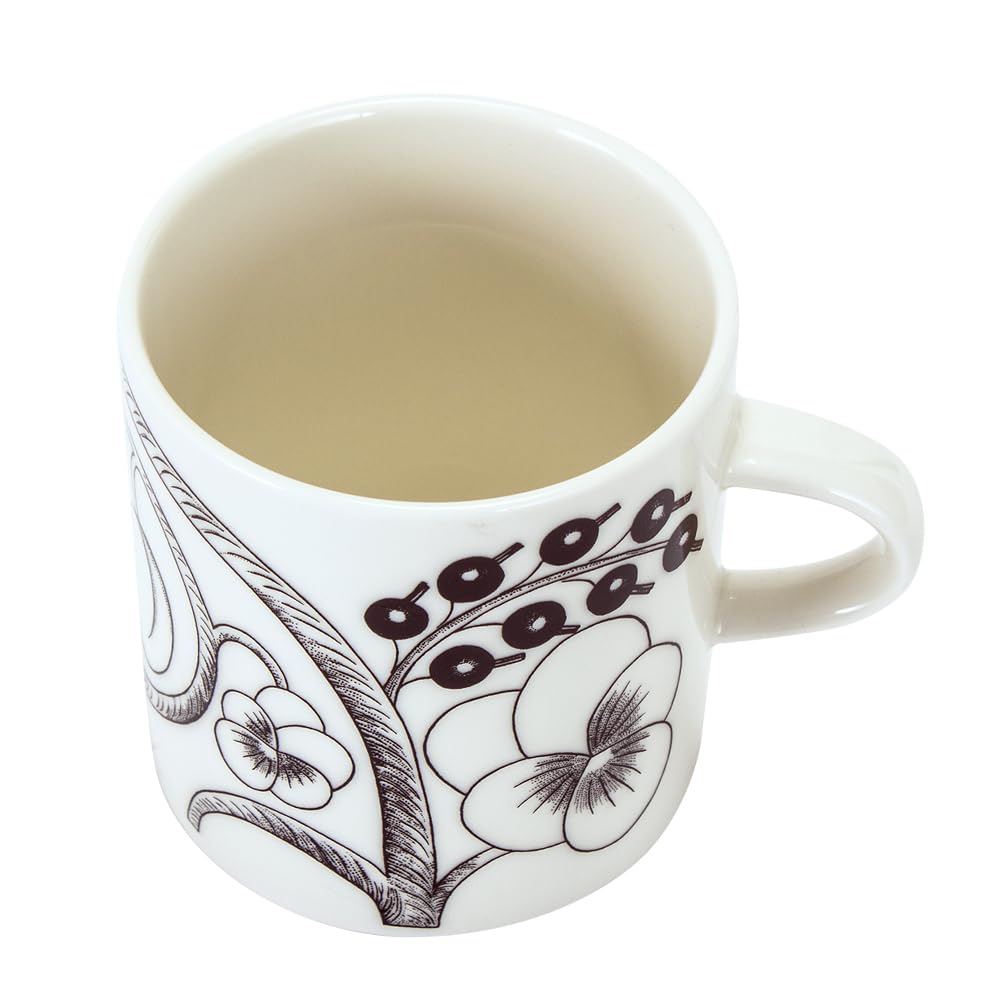 Arabia Paratiisi Black 1021003 6411801003055 Mug, & White, 240ml, Porcelain, Finnish, Nordic, Gift, /