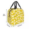 Floral Daisy Print Insulated Lunch Bag for Women Chamomile Flowers Cooler Thermal Lunch Tote Box Portable Picnic Food Bento Bags