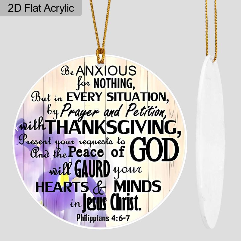1pc Philippians 4:6-7 Religious Verse Acrylic Ornament Hanging Decor Gift for Christians Home Car Church Easter