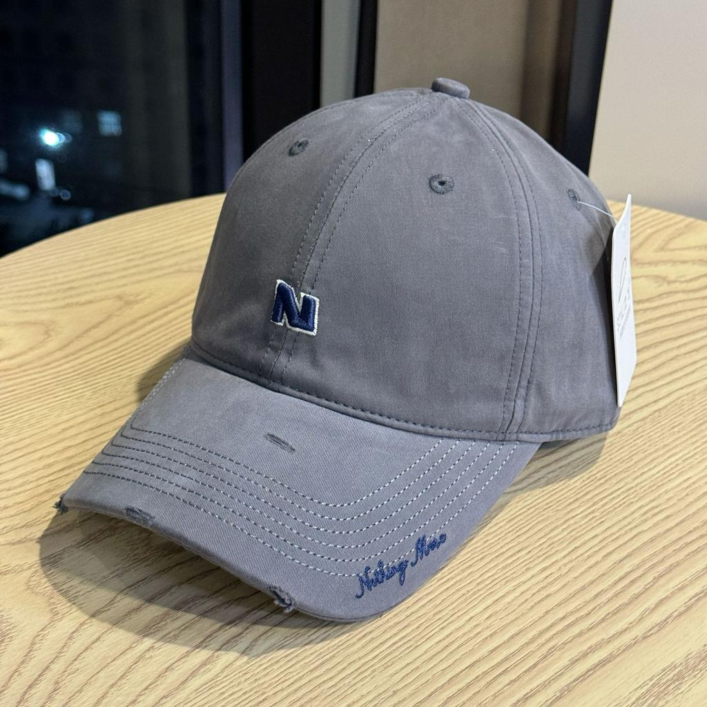 New Trendy Brand Letter Embroidery Frayed Baseball Hat for Women Casual Fashion Versatile Sun Visor Peaked Hat for Men