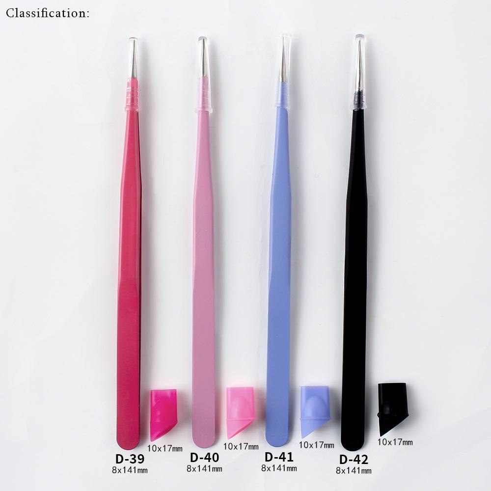 Double-Headed Multifunctional Nail Art Tweezers with Silicone Press Stick and Straight Head for Embossed Stickers and Jewelry Clippers.
