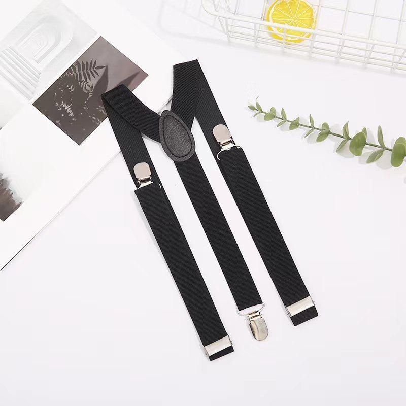 

Прямой взрослый однотонный пояс с подвязками, универсальный для мужчин и женщин, ремешок с тремя зажимами, эластичный ремешок с зажимами. чёрный