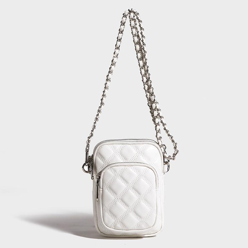

Fashion High Quality Purse Leather Chain Bag Single Shoulder Crossbody CellPhone Bag Mini Versatile Handbag Women Shoulder Bags білий